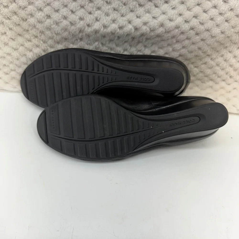 Cole Haan Tali Bow Wedge Pumps Womens 8.5B Black Leather Grand.OS W11798